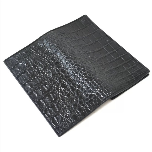 NEW Crocodile leather Check-book bi-fold wallet - Picture 4 of 8